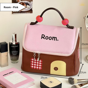 Ready Stock Cute Puffy Vanity Pouch PU Makeup Mini Small Bag Essential Mekap Comel Travel Brush Bottle Kitchen Storage Aesthetic Daily Cosmetic Pouch Large Capacity Beg Solek Wanita Waterproof Skincare Organizer Soft Grip Zipper Multifunction Anti-Leak