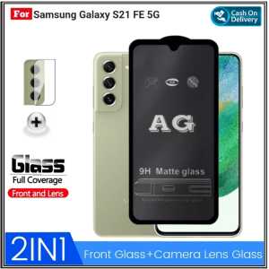 PAKET 2IN1 Tempered Glass Samsung S21 FE 5G Anti Gores Kaca Full Layar Free Anti Gores Camera Matte Dove Glare Bonus Pengiriman Cepat