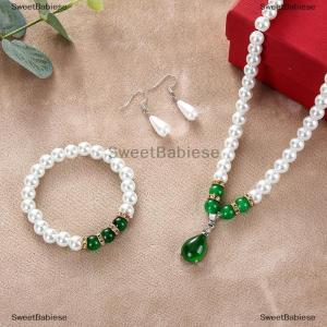 [COD] SweetBabiese Thời Trang Cổ Điển Trang Sức Ngọc Trai Set Cho Phụ Nữ Vòng Cổ Bông Tai Vòng Đeo Tay Set Wedding Party Jewelry Món Quà Pendientes