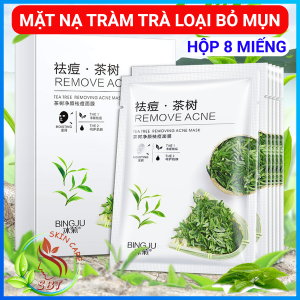Hộp Chứa 8 Miếng Mặt Nạ Tràm Trà BINGJU Giúp Làm Giảm Mụn Kiểm Soát Dầu Nhờn Làm Sạch Da Dưỡng Sáng Da Bổ Sung Độ Ẩm