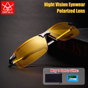IMPALA PG036NW แว่นตาการมองเห็นได้ในเวลากลางคืนโพลาไรซ์แฟชั่นสำหรับผู้ชายแว่นตาขับรถสไตล์ไร้ขอบป้องกันแสงสะท้อนกันไฟสูงมองเห็นได้ชัดเจนขึ้นในเวลากลางคืนแว่นตากันแดด UV400เลนส์