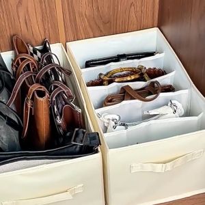 Bag-in-Bag Organizer Storage Box for Handbags with Compartments -Space-Saving Wardrobe Organization