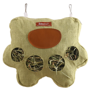 GAN62 4 Holes Rabbit Hay Feeder Bag Cute Large Capacity Bunny Hanging Feeder Bag Cage Accessories Portable Guinea Pig Food Dispensers Bag For Chinchilla Hamsters Rabbit