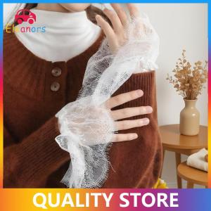 [Eleanor] 1 Pair Decorative Lace Sleeves Decorated Cuffs Fake Sleeve For Wedding Dress Wild Flounces Wrist Sleeves Pleated Wrist Cuffs