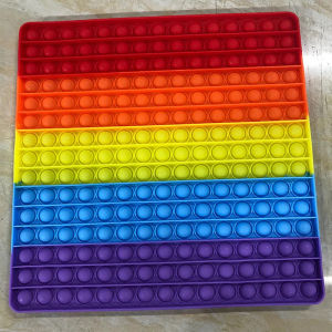 Jumbo 30CM Square Rainbow Push Bubble Fidget Sensory Toys Popping Mat For Stress Anxiety Autism ADHD Children Educational Gift