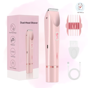 Pink Dual-Head Shaver with Accessories - Waterproof Dual Power Type-C Charging