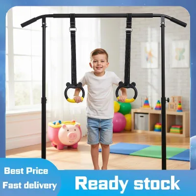 [COD]ZMONH Children Horizontal Pull-Up Bar Adjustable 2 Hanging Straps Gymnastic Rings Training Set for Indoor Home Exercise