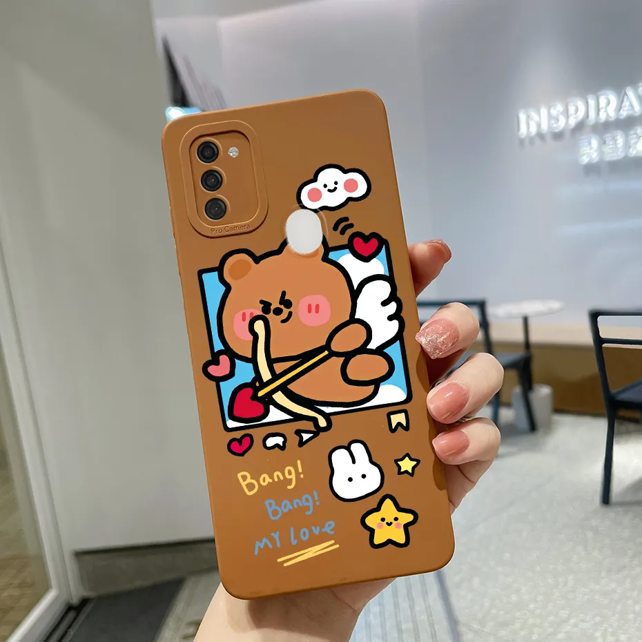 For Samsung Galaxy M11 Case Square Liquid Soft Silicone Cute