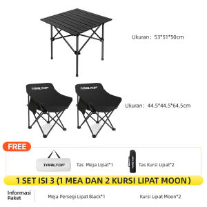 [READY] TrailTop Meja Kursi Lipat Bulat Moon 1 Set Meja Lipat Outdoor Dan Kursi Lipat Portable