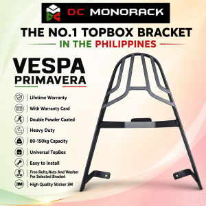 VESPA PRIMAVERA TOPBOX BRACKET HEAVY DUTY LIFETIME WARRANTY DOUBLE POWDER COATED PLUG AND PLAY DCMONORACK