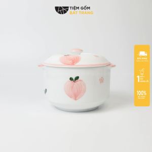 Thố Sứ Chưng Yến Có Nắp Đậy 600ml Hoạ Tiết Vẽ Tay Âu Đựng Thức Ăn Tiệm Gốm Sứ Bát Tràng