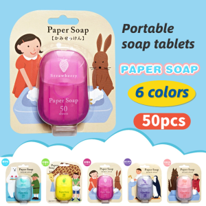 50PCS Travel Soap Sheets Traveling Soap Paper Portable Hand-washing Small Soap Creative