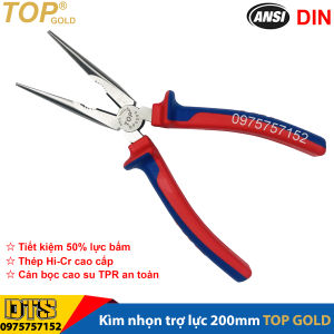 Kìm điện kìm cắt kìm nhọn trợ lực chuyên nghiệp TOP GOLD 200mm kìm kết hợp thép Hi-Cr cao cấp thiết kế cộng lực tiết kiệm 50% lực bấm kìm đa năng cao cấp kềm mỏ nhọn kềm răng tổ hợp kềm cắt chuyên dụng chuyên dụng