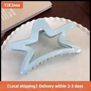 【Local shipping】 Ngọt Ngào Kem Màu Xanh Nơ Năm Cánh Sao Tóc Clip Hình Học Tóc Claw Cho Phụ Nữ Thanh Lịch Bowknot Cua Barrettes Tóc Phụ Kiện