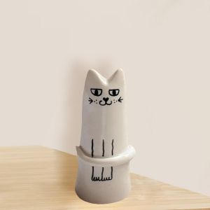 Mini Flower Vase Cat Statue Animal Figurine Bud Vase Tabletop Ornament for Coffee Table Bedroom TV Cabinet Party Living Room