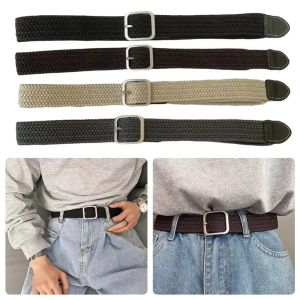 MIRELINA No Punching Canvas Belt Plain Color Braideds Elastic Belt  Adjustable Woven Stretch Belt Men Women