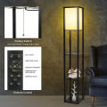HEIKESZ Solid Wood Shelf Lamp Shelf Lamp Simple Floor Lamp Wooden Bookshelf Lamp Remote Control North Decorative Lamp. 