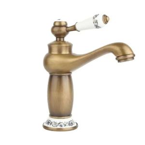 Deck Mounted Bathroom Sink Faucet Single Lever Control One Hole Mixer Tap Basin Faucet with Pattern Brushed Brass смеситель