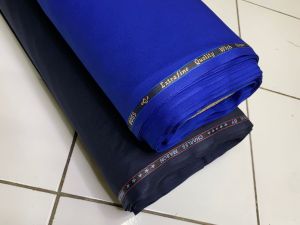 BAHAN KAIN KATUN NAVYY DANU BENHUR WOOL AND SLIK 100%ORIGINAL  biru kain meteran