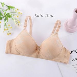 Stella Fashion Womens Plus Size Floral Pattern Push up Bra Without Steel Ring Middle-aged and elderly small chest Bra