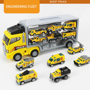 Fire Truck Mainan Pull Back Car Vehicle Alloy dengan tempat penyimpanan Anak Mobil toys Kontainer