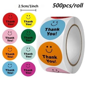 500Pcs/Roll 1Inch Thank You Stickers Eco-Friendly Gift Commercial Packaging Decoration Stickers