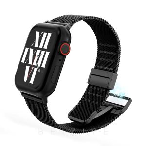 Magnetic Buckle Band Compatible with apple watch band Series 10 9 8 7 6 5 4 SE Ultra 2 49mm Metal stainless steel bracelet Compatible with apple watch strap 46mm 45mm 44mm 42mm 38mm 40mm 41mm Milanese Strap