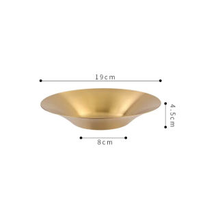 Korean Style  Stainless Steel Dinner Plate Golden Round Fruit Pasta Household Dish Plate Restaurant Salad Noodle Plate