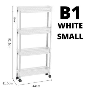 4 Tiers Kitchen Storage Push Cart / Slim Design Storage Rack / 3 Sizes 2 Colors