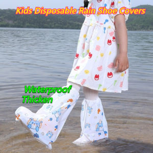 Kids Disposable Rain Shoe Covers for School Knee-High Waterproof Thicken Anti-Slip Reusable Foldable