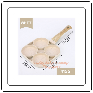【JJ HOME】Maifan Stone 4-Hole Non-Stick Egg Burger Pan  Fast Heat Conducting Wooden Handle