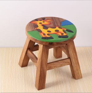 เก้าอี้ไม้ ลายสัตว์ ม้านั่งเด็กเขียนหนังสือ ม้านั่งวาดตัวการ์ตูนน่ารัก ขัดมันเรียบเนียน้งานฝีมือ รับน้ำหนักได้ 200 kg