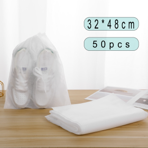 50pcs Shoes Bag Non-woven Waterproof Dustproof Travel Bag Portable Tote Drawstring Bag Shoes Storage Reusable