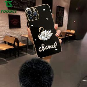 Luxury Glitter Diamond Swan Hairball Plating Phone Case HP Soft TPU Back Cover For VIVO 1904 1940 1902 1901 1819 1818 2040 V2022 1920 1907 2026 2027 2028 2029 2032 2033 2039 2038 2042 2043 2048 2069 2068