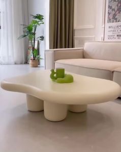 Cloudy Tea Table - Modern Nordic Style Coffee Table with Creamy Wabi-Sabi Design for Small Living Room