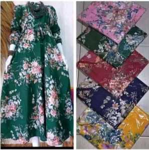 BAJU GAMIS KATUN MOTIF BUNGA SAKURA TERBARU