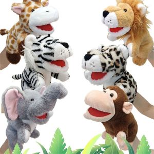 R1A9M Jungle Animal Animal Hand Puppets Movable Mouth Elephant Lion Plush Hand Doll Children Gift Soft Plush Teaching