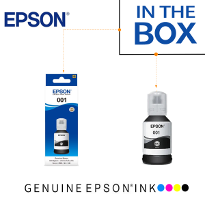 Original Epson 001 ink for Epson L4160 L4150 L4260 L4266 color printers L6160 L6170 L6190 L6270 L6290 L44150 4-color ink Epson Y100 Y200 Y300 Y400 learning photo home office copy print scan all-in-one printers