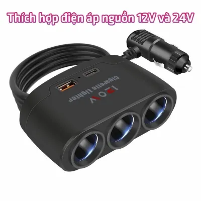 Bộ Sạc USB Ô Tô 12/24V 120W Có Đèn QC3.0+USB3.1A+PD3.1A Bảo Vệ An Toàn Dành Cho Điện Thoại Máy Ghi Âm