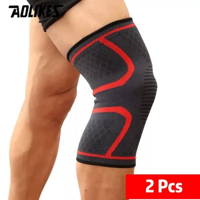 AOLIKES 2PCS Fitness Running Cycling Knee Support Braces Elastic Nylon Sport Compression Knee Pad Sleeve For Basketball-FH28