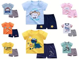 Siri Kids Shop เสื้อเด็ก Cotton100% ใส่สบาย เสื้อ+กางเกง เสื้อยืดแขนสั้นพร้อมกางเกงขาสั้นเข้าชุดลายน่ารัก ราคาถูก พร้อมส่ง