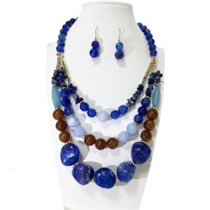 Thời trang về phía trước lớp hạt Acrylic Vòng cổ với mặt dây đeo tai Bộ Bông tai cho phụ nữ tăng cường EVERYDAY