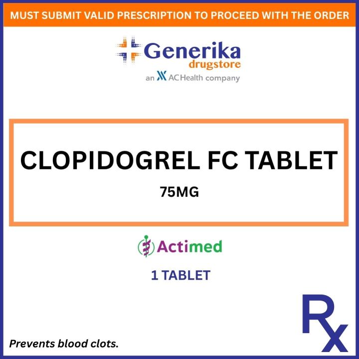 RX: CLOPIDOGREL FC TABLET - 75MG (ACTIMED) (AMB) | Lazada Philippines