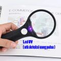 KCP TH-7505 Kaca Pembesar 2 kaca Lup genggam 4 LED + led UV Magnifier. 