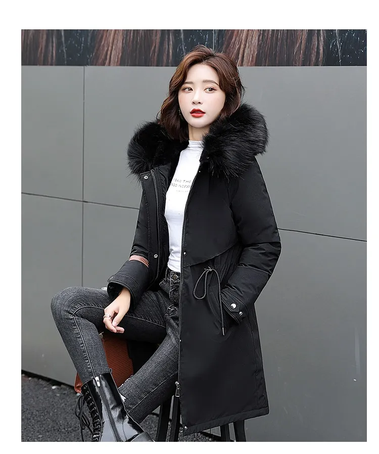 Women's Winter Jacket Thick Warm Short Parkas Fashion Black Pu