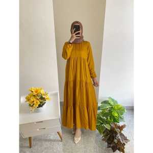 FASHION TERBARU GAMIS SUSUN WANITA MUSLIM MODERN GAMIS JUMBO POLOS
