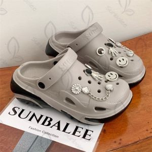 🌻 รองเท้าเสริมส้นแบบสวมสีพื้น 7ซม. รองเท้าหัวโตสีทูโทน งานยางนิ่ม เบาใส่ได้ทั้งผู้ชายผู้หญิง SUNTP39🌻