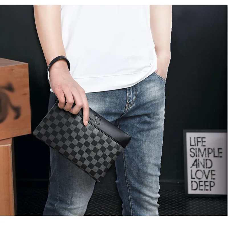 Fashion Business Style Men s Handbag Clutch Bag Soft Pu Leather Male bolsos Pack Bag Elegant Leisure Stylish Hand Bag Men Pouch For iPad 9.7 Lazada