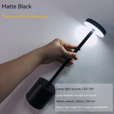 Lamp Table LED Rechargeable with Color Temperatures 3 Dimming Stepless & for Living Room Office Bedroom USB-C Metal