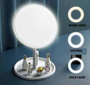 1183[KL READY STOCK]LED Lighted Adjustable Angle Removable Cosmetic Make Up Mirror With Round Tray
